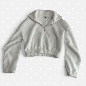 White Fleece Quarter-Zip Pullover